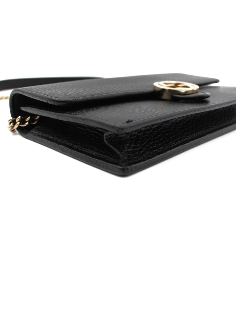 Tracolla Gucci Interlocking in Pelle Martellata Nera thumb
