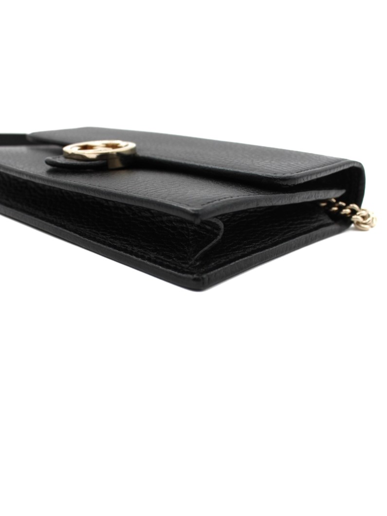 Tracolla Gucci Interlocking in Pelle Martellata Nera thumb