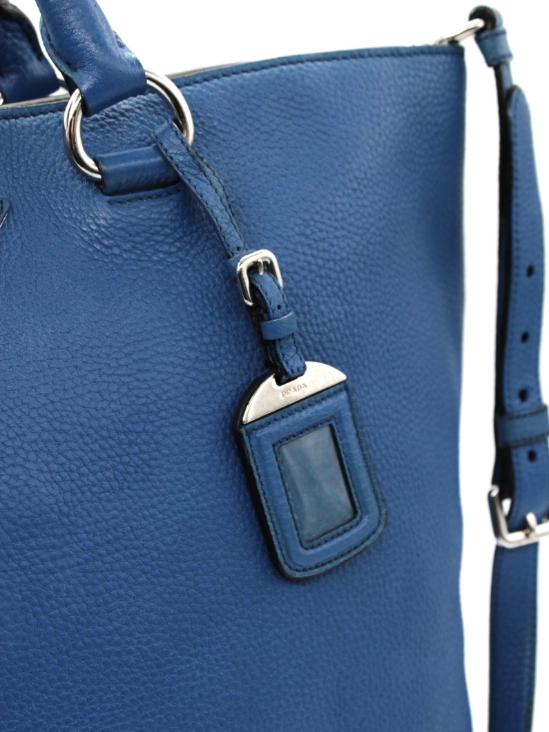 Shopper Prada in pelle martellata blu thumb