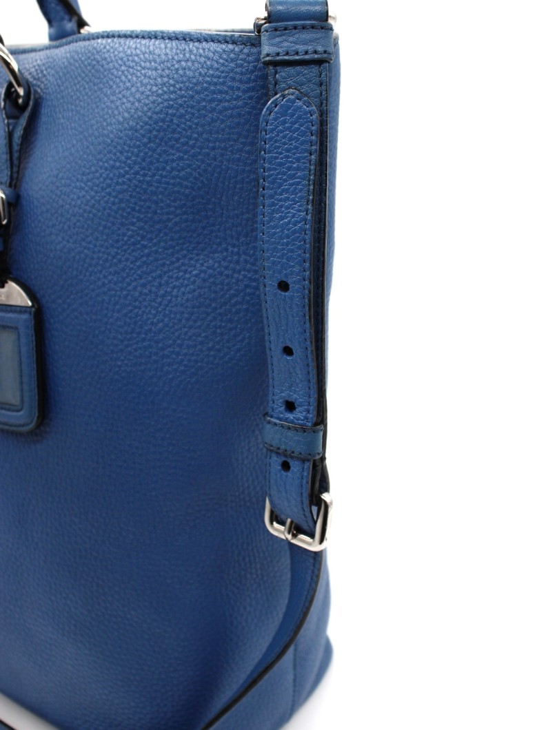Shopper Prada in pelle martellata blu thumb