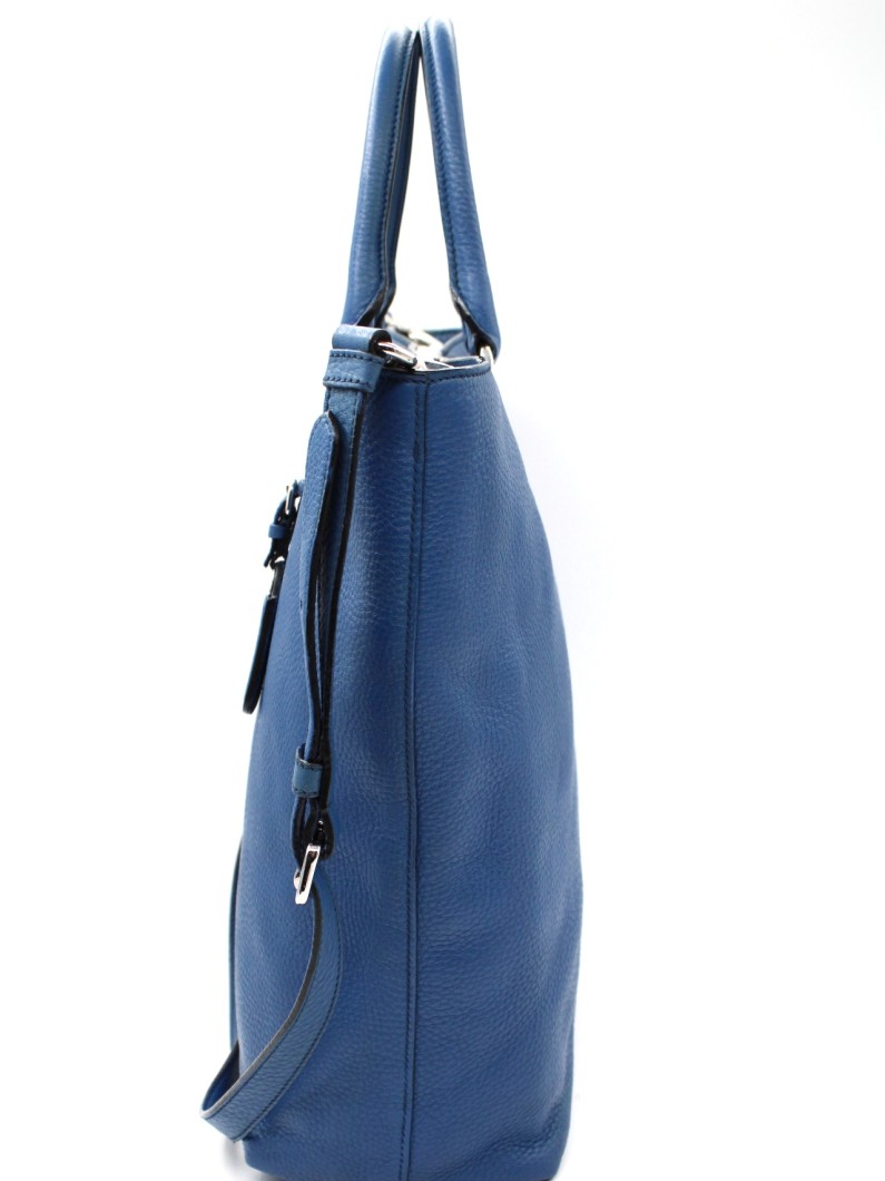 Shopper Prada in pelle martellata blu thumb