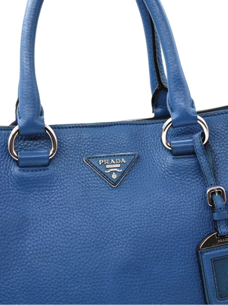 Shopper Prada in pelle martellata blu thumb
