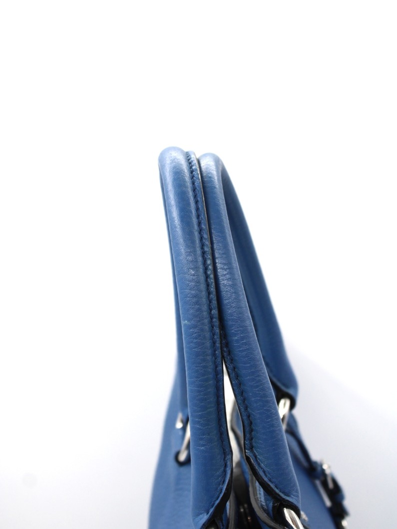 Shopper Prada in pelle martellata blu thumb