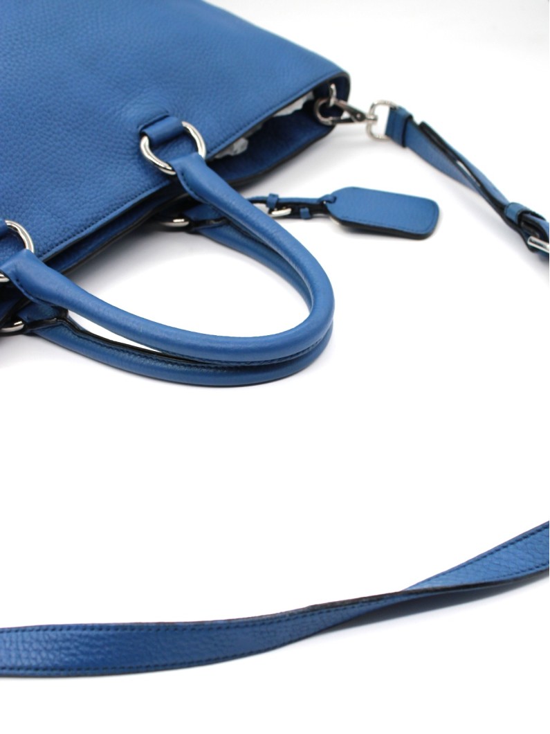 Shopper Prada in pelle martellata blu thumb