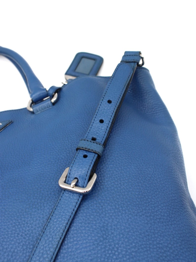 Shopper Prada in pelle martellata blu thumb