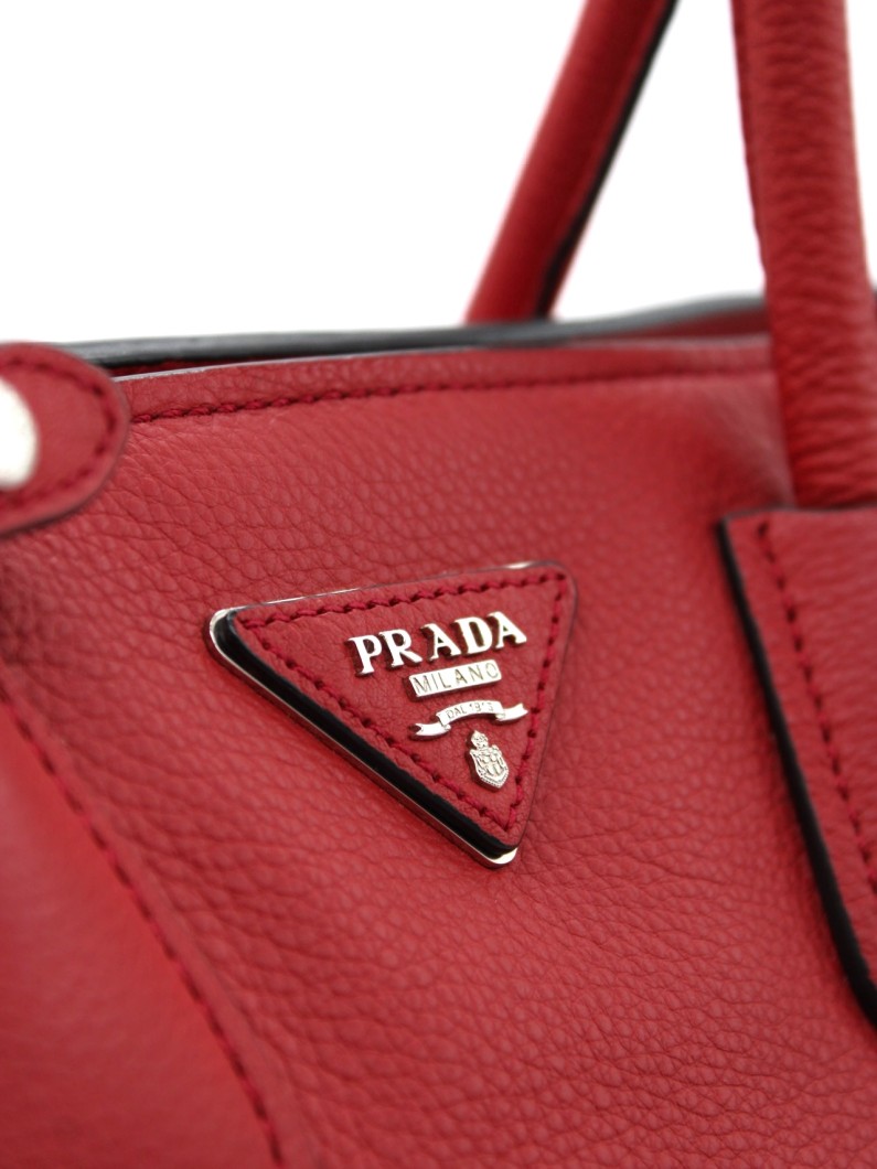 Shopper Prada in Pelle Martellata Rossa thumb