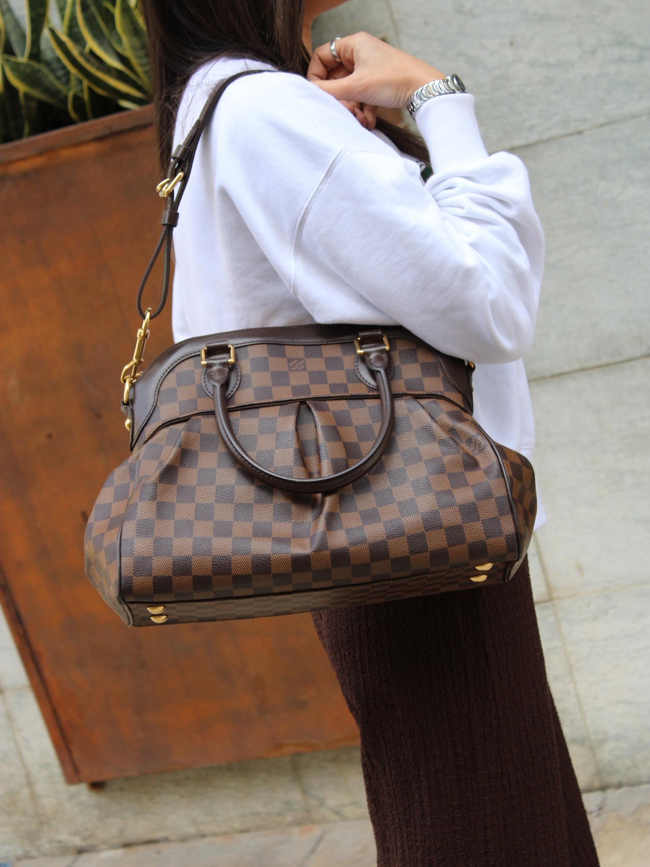 Borsa Louis Vuitton Trevi PM in damier ebene thumb