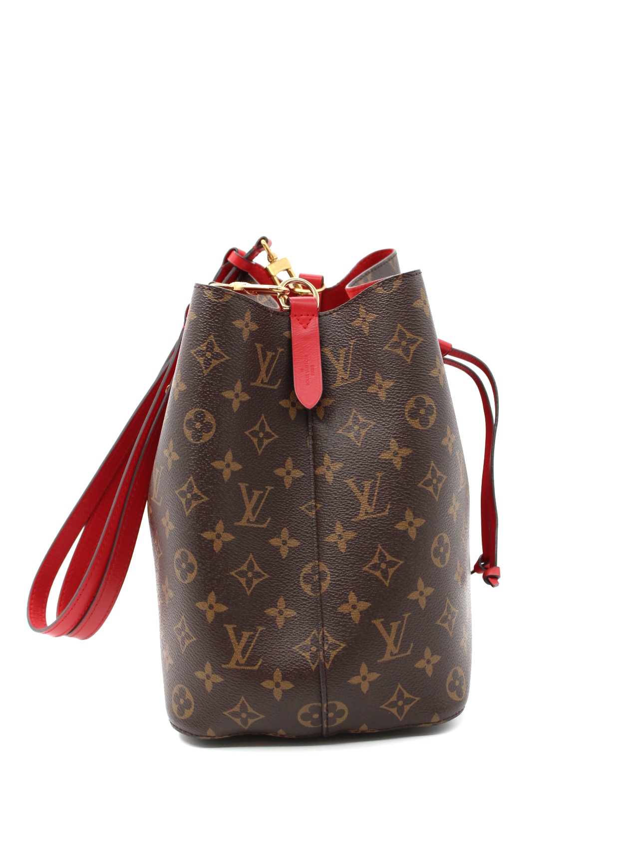 Borsa Louis Vuitton NéoNoé MM in monogram ed inserti rossi thumb