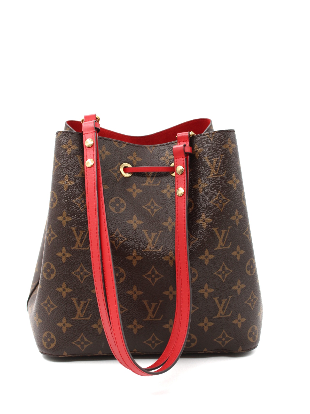 Borsa Louis Vuitton NéoNoé MM in monogram ed inserti rossi thumb