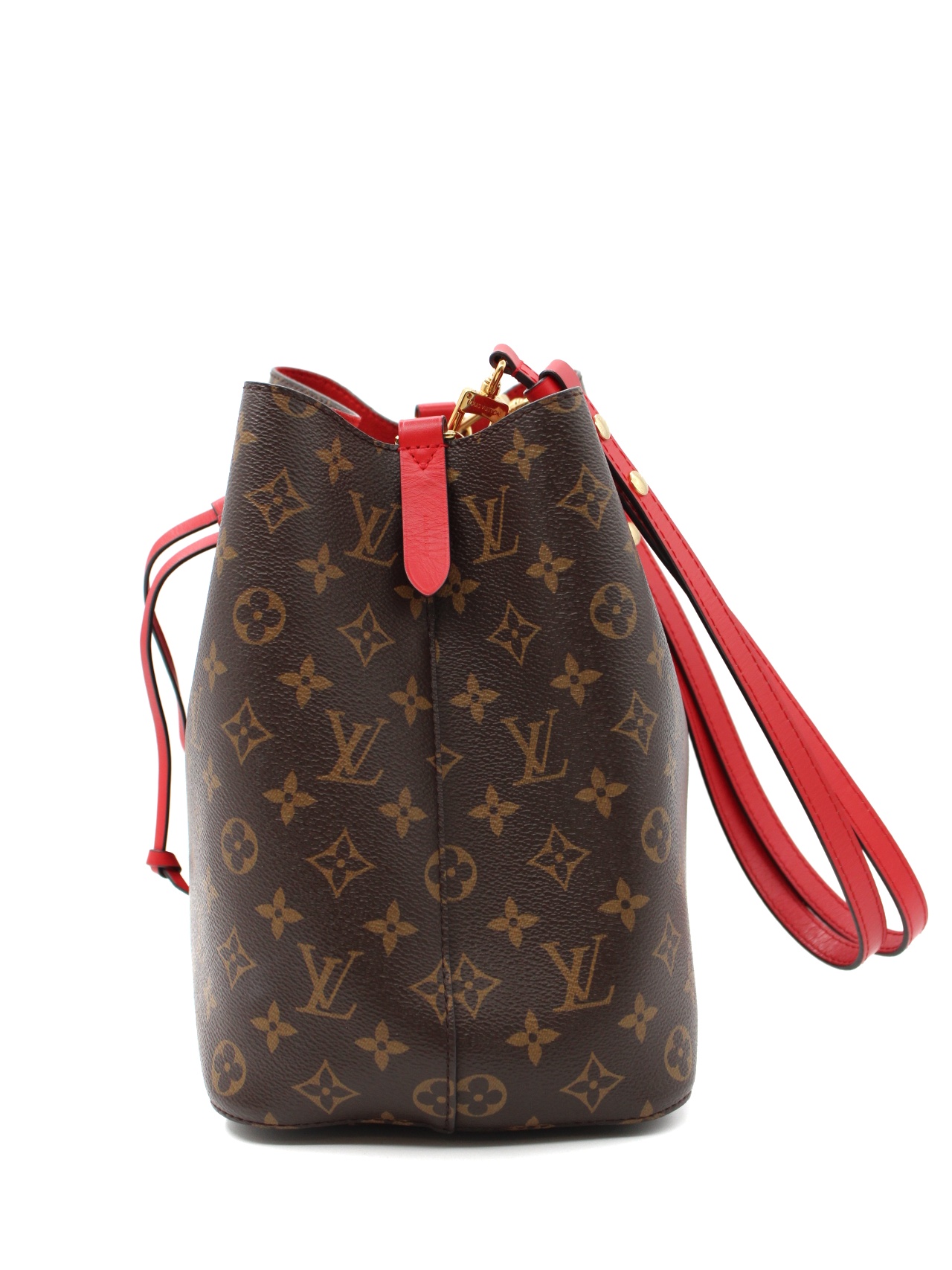 Borsa Louis Vuitton NéoNoé MM in monogram ed inserti rossi thumb