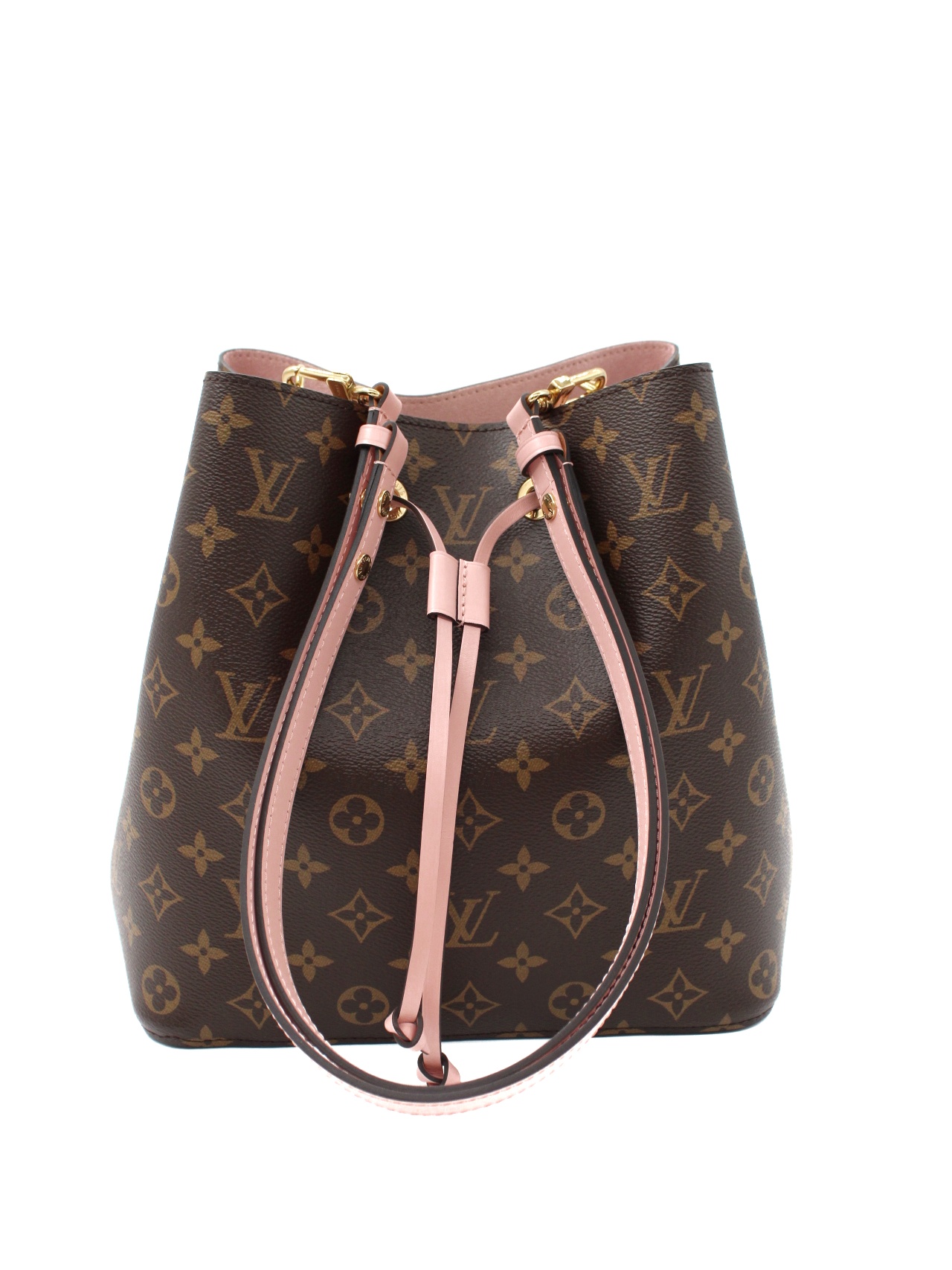 Borsa Louis Vuitton NéoNoé MM in monogram ed inserti rosa thumb