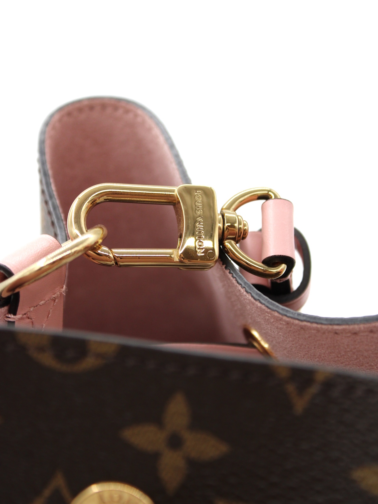 Borsa Louis Vuitton NéoNoé MM in monogram ed inserti rosa thumb