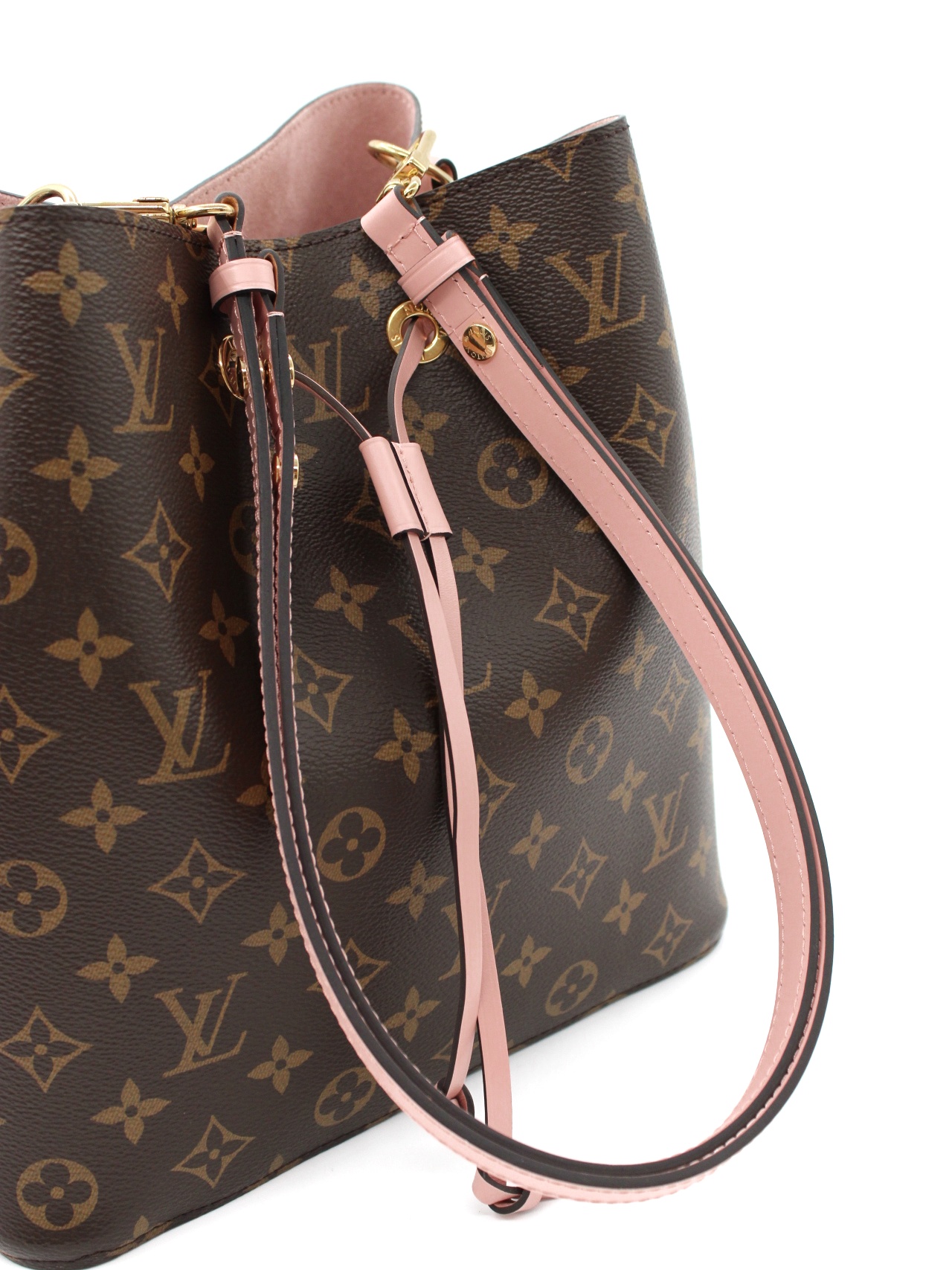 Borsa Louis Vuitton NéoNoé MM in monogram ed inserti rosa thumb