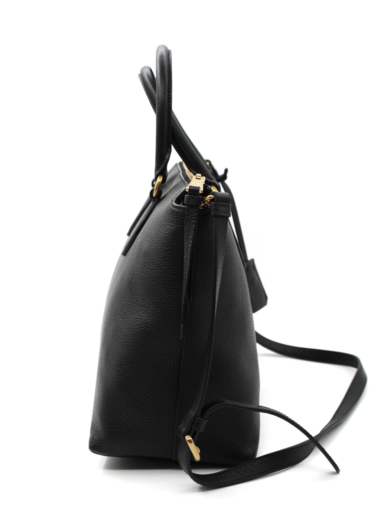 Shopper Prada in pelle nera martellata thumb