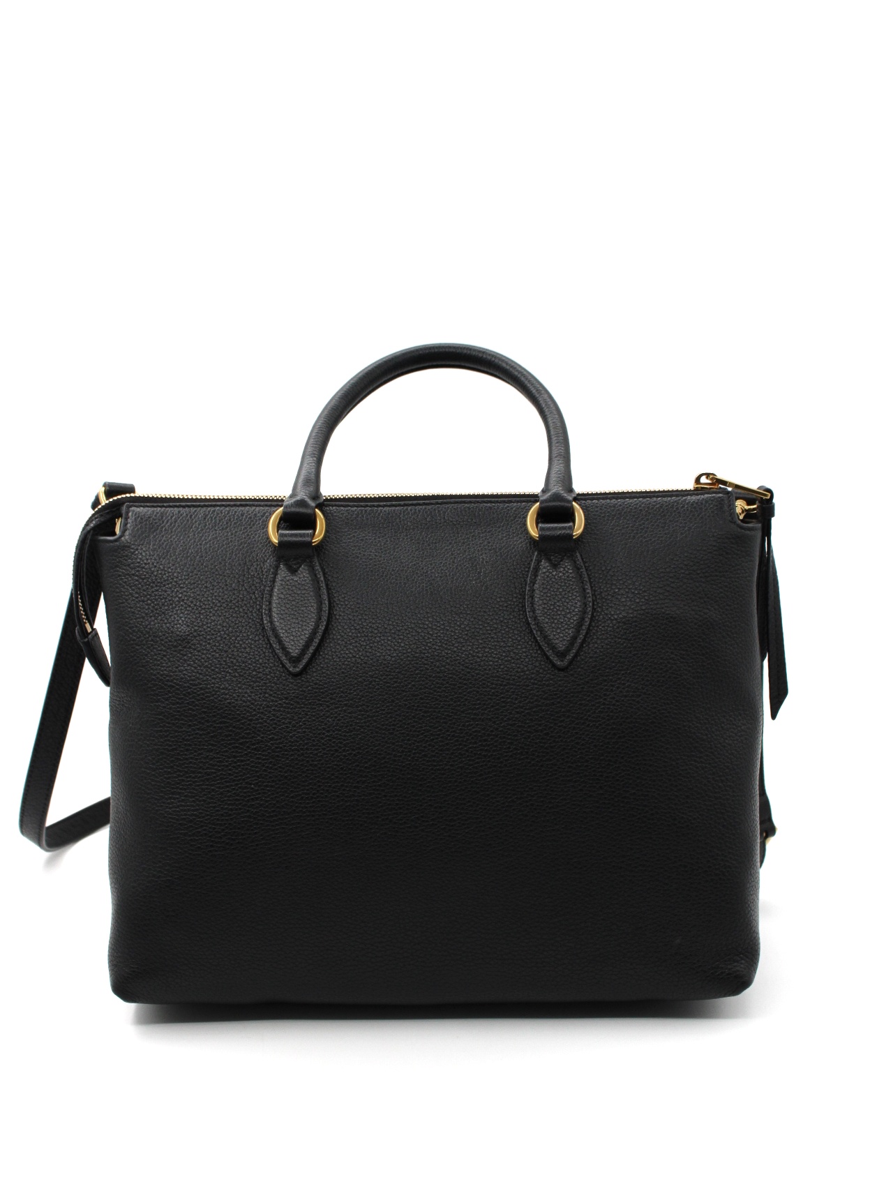 Shopper Prada in pelle nera martellata thumb