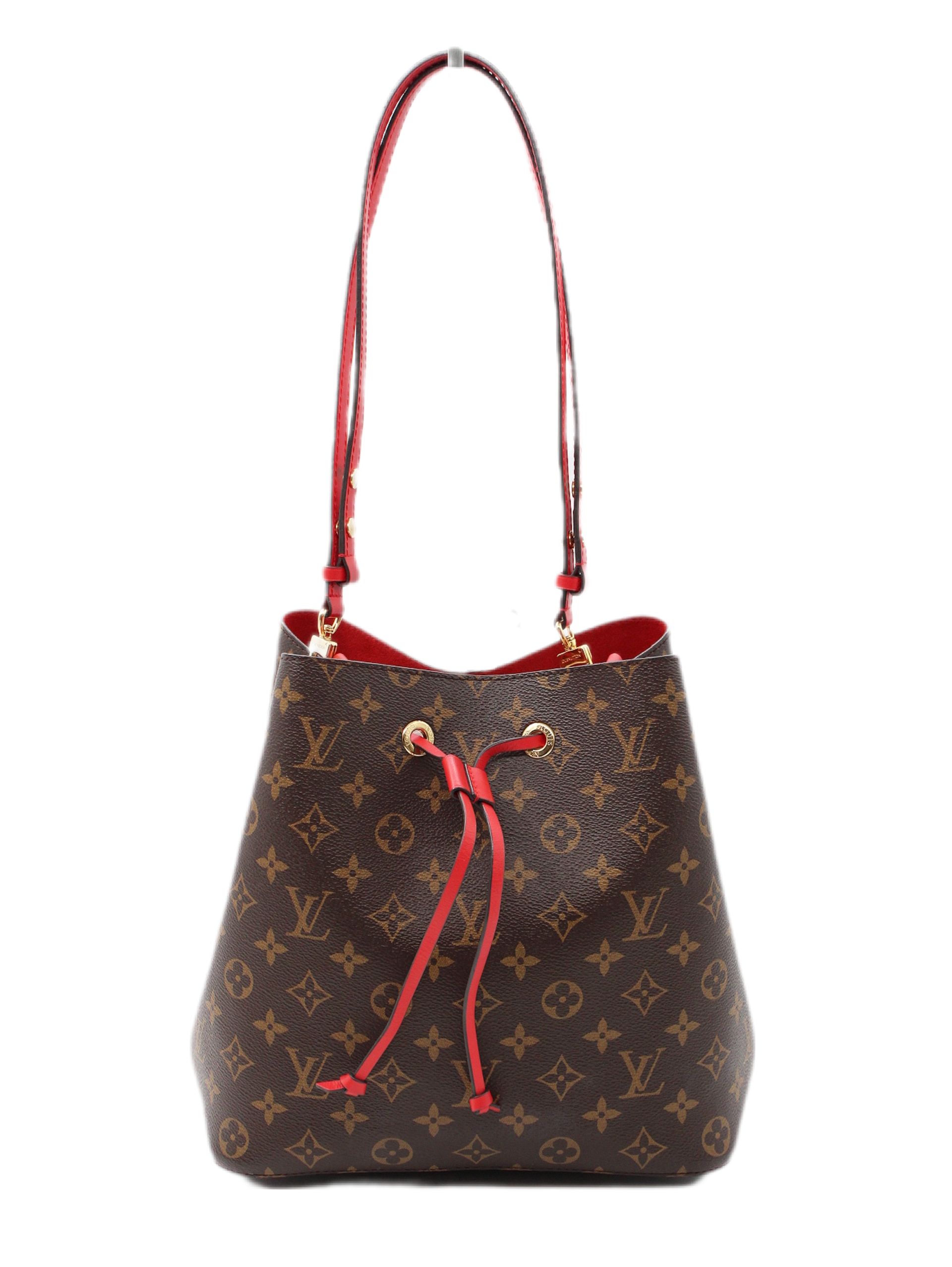 Borsa Louis Vuitton NéoNoé MM in monogram ed inserti rossi thumb
