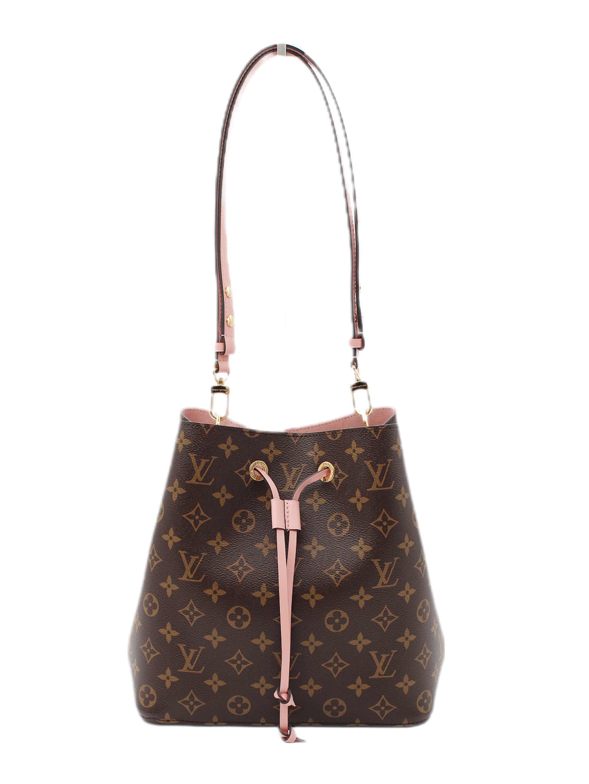 Borsa Louis Vuitton NéoNoé MM in monogram ed inserti rosa thumb