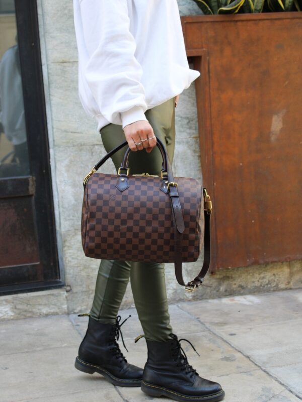 Bauletto Louis Vuitton Speedy 30 bandouliere in damier ebene
