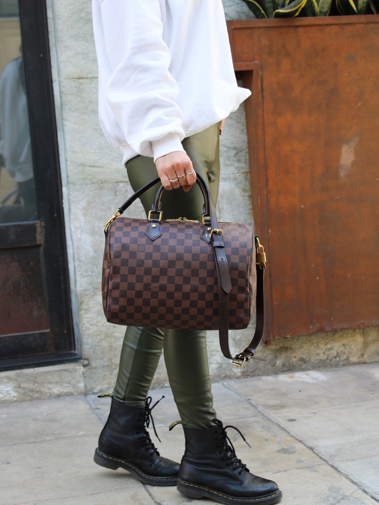 Bauletto Louis Vuitton Speedy 30 bandouliere in damier ebene thumb
