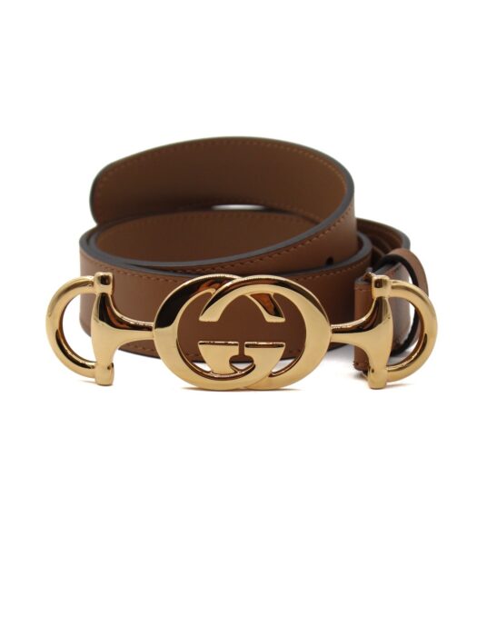 Cintura Gucci Interlocking Cammello