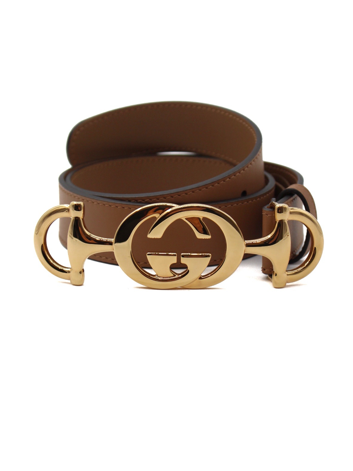 Cintura Gucci Interlocking Cammello thumb