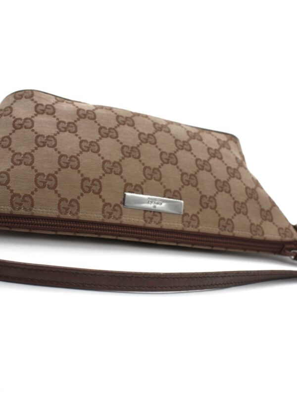 Pochette Gucci In Tessuto GG e Pelle Marrone