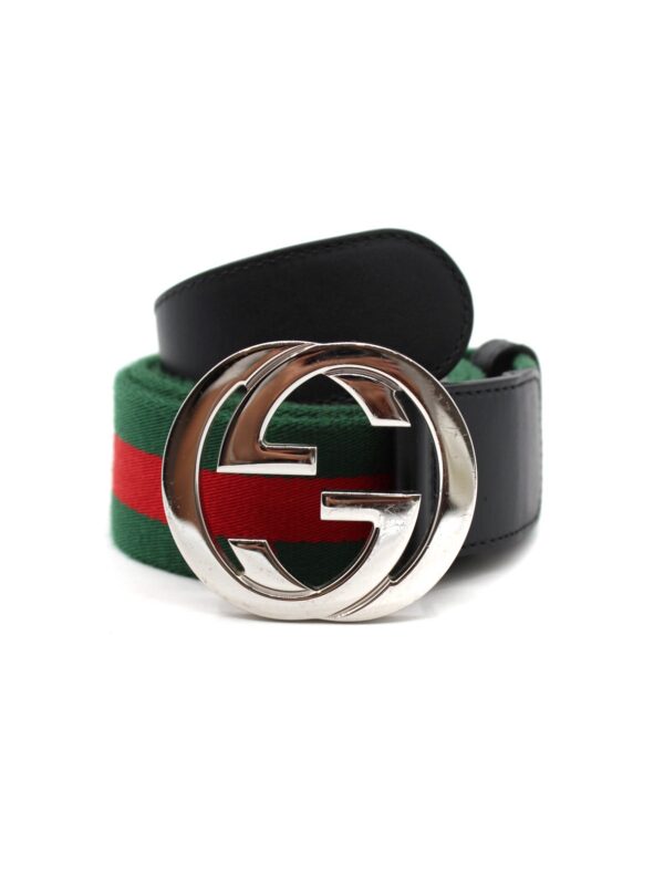 Cintura Gucci Web e Pelle Nera