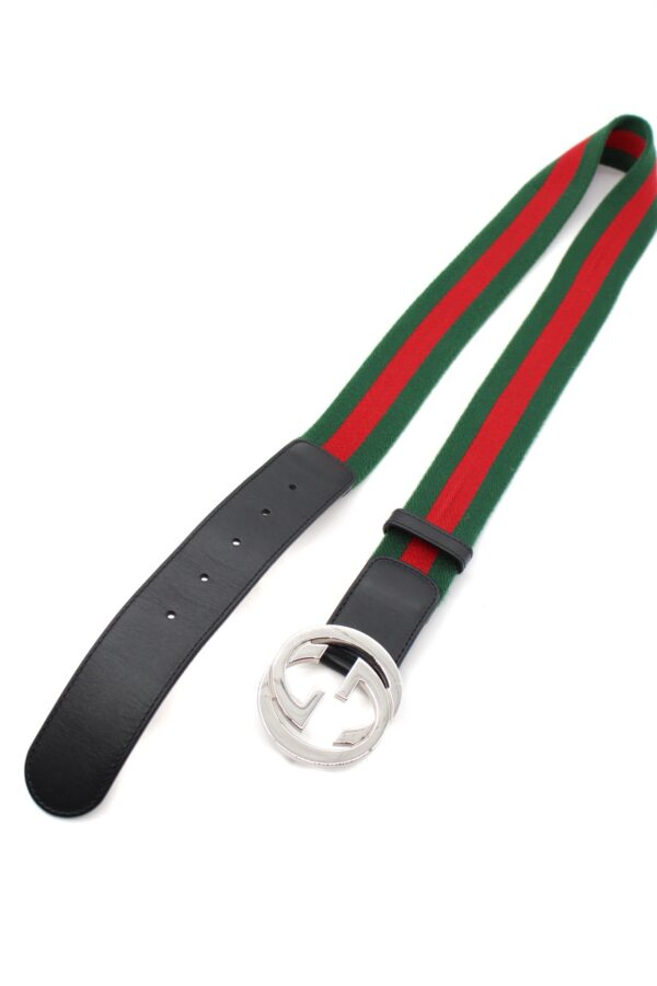 Cintura Gucci Web e Pelle Nera