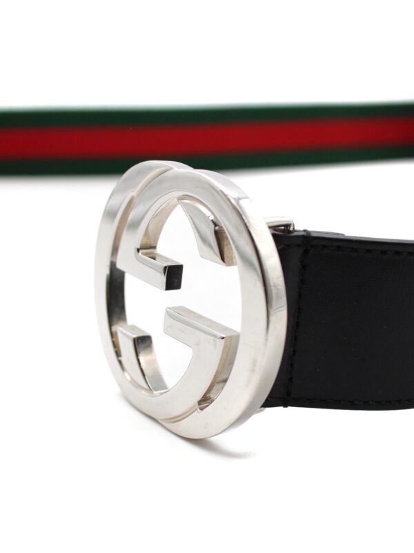Cintura Gucci Web e Pelle Nera