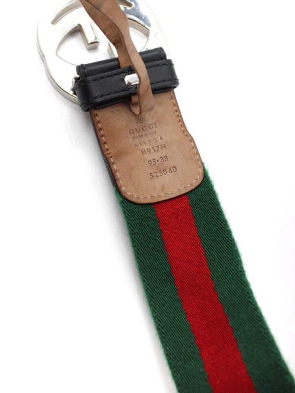 Cintura Gucci Web e Pelle Nera