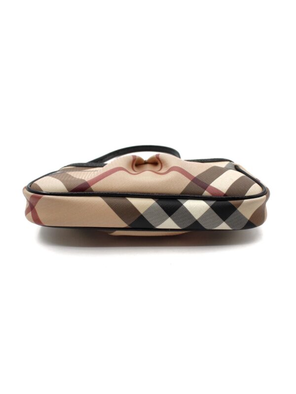 Pochette Burberry In Tela Plastificata e Pelle Nera