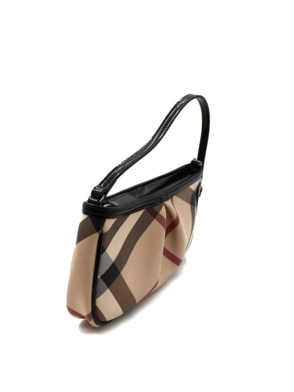 Pochette Burberry In Tela Plastificata e Pelle Nera