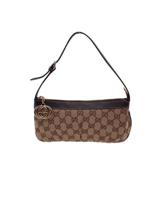 Pochette Gucci In tessuto GG e Pelle Testa Di Moro