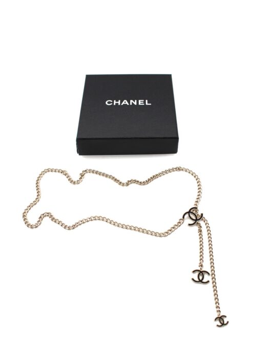 Cintura Chanel Gold Con Logo Smaltato Nero