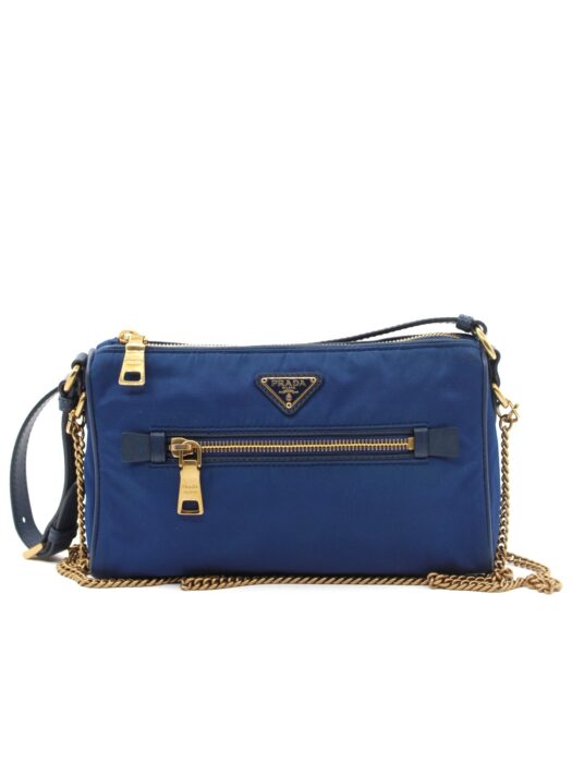 Borsa Prada in tela vela blu