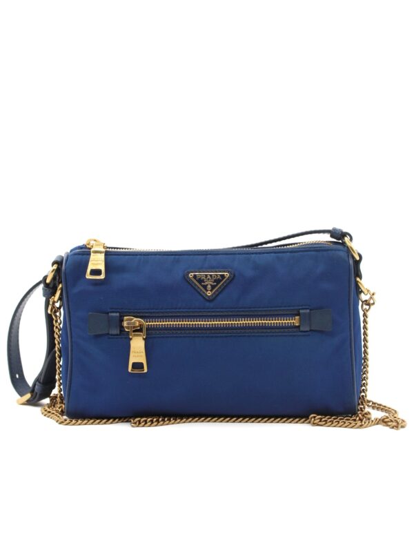 Borsa Prada in tela vela blu