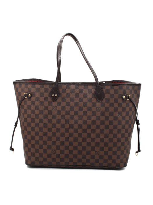 Borsa Louis Vuitton Neverfull damier ebene con inziali M.M