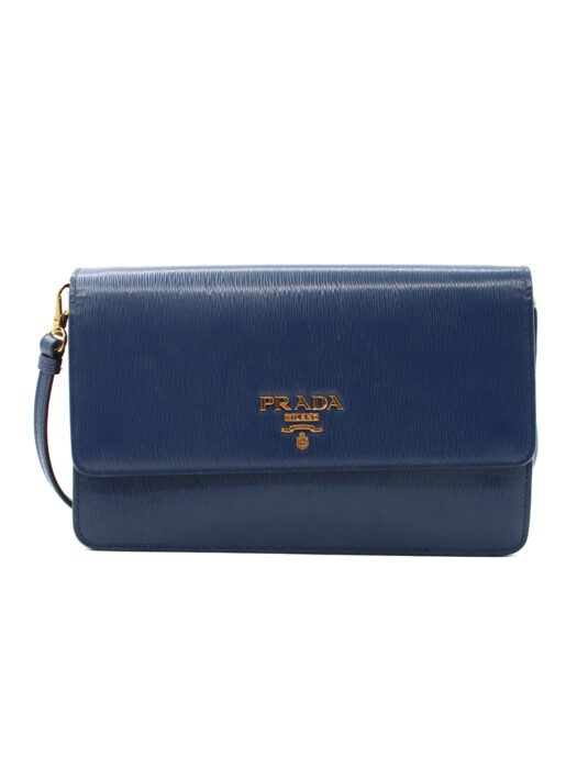 Tracolla Prada in pelle saffiano blu