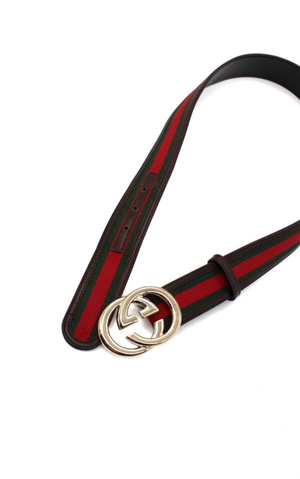 Cintura Gucci GG Web e pelle testa di moro