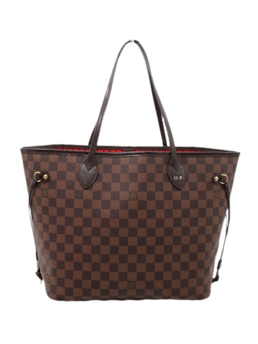 Privato: Borsa Louis Vuitton Neverfull damier ebene MM con iniziali O. P