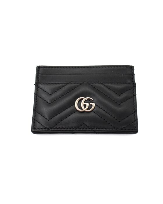 Privato: Portacarte Gucci Marmont In Pelle Nera e GG Argento