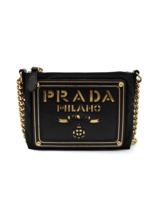 Tracolla Prada In Tela Vela Nera