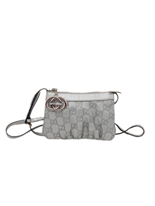 Privato: tracolla Gucci in pelle Guccissima argentata