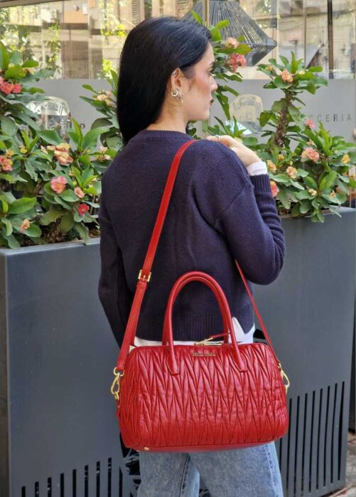 Bauletto Miu Miu Matelassé in Pelle Rossa