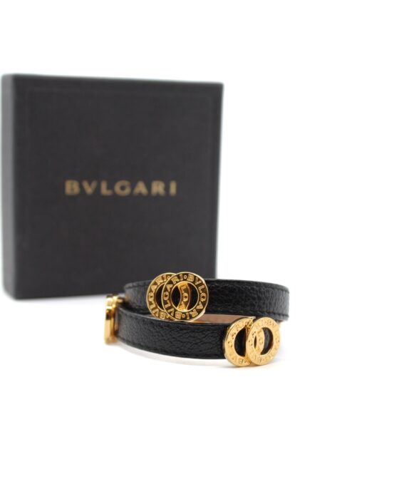 Privato: Bracciale Bulgari Doppio Giro In Pelle Nera