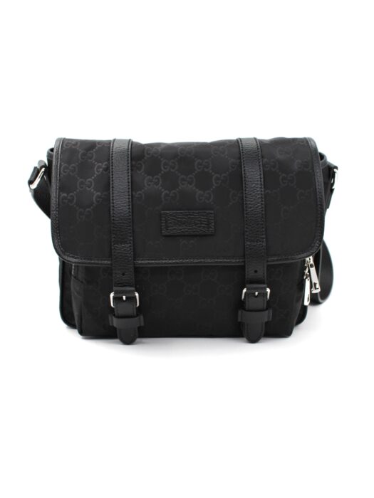 Privato: Tracolla Gucci GG in Nylon Nero e Dettagli in Pelle