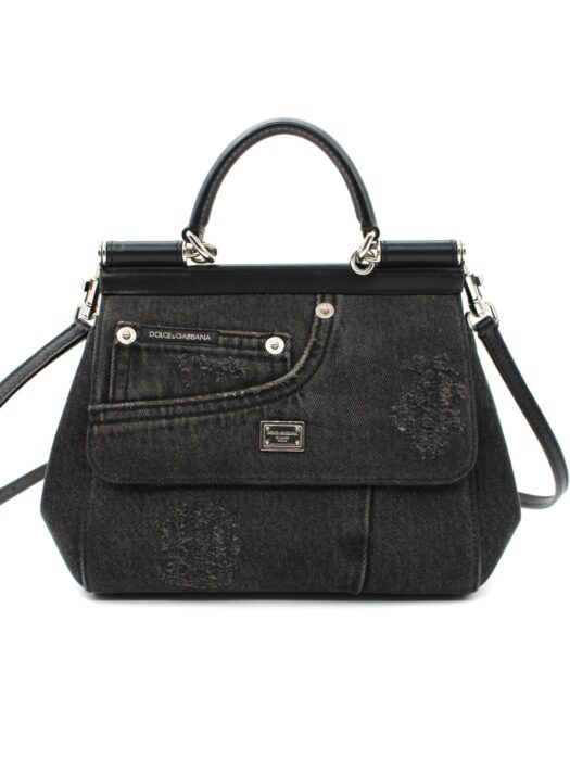 Privato: Borsa Dolce & Gabbana Sicily in Denim Patchwork Nera