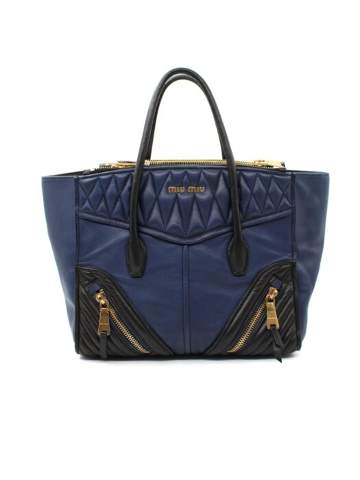 Privato: Borsa Miu Miu Biker in Pelle Blu e Nera