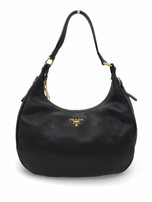 Privato: Borsa Prada Hobo in Pelle Martellata Nera