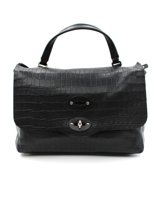 Privato: Borsa Zanellato Postina S in Pelle Cocco Nera